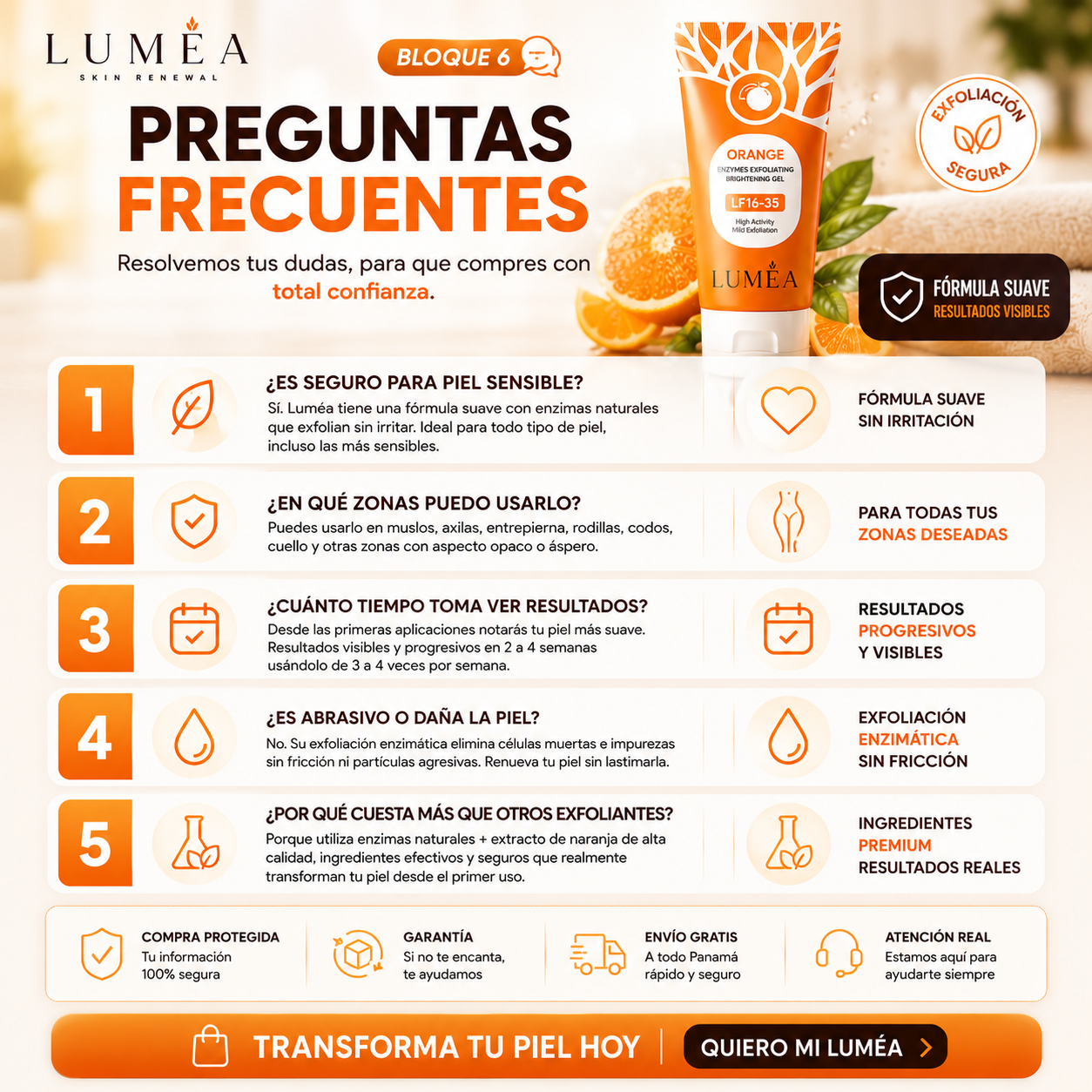 GEL EXFOLIANTE ENZIMÁTICO DE NARANJA