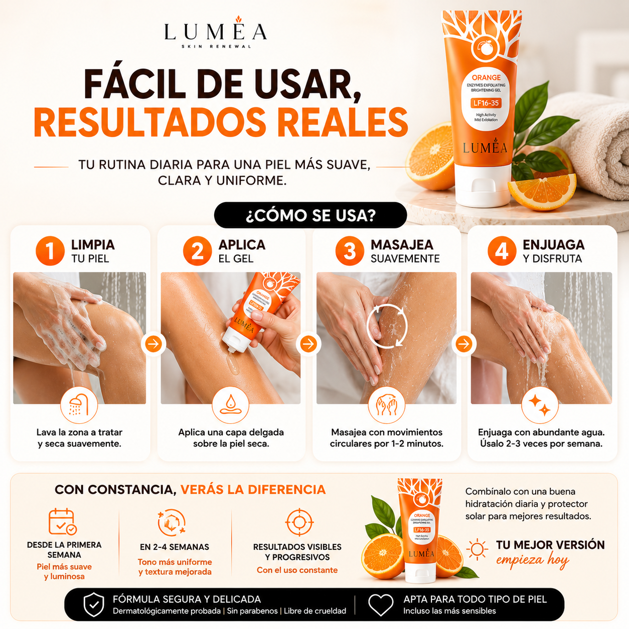 GEL EXFOLIANTE ENZIMÁTICO DE NARANJA